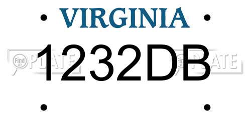 1232DB Virginia License Plate