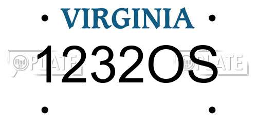 1232OS Virginia License Plate