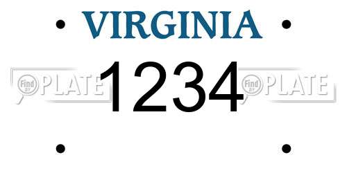 1234 Virginia License Plate