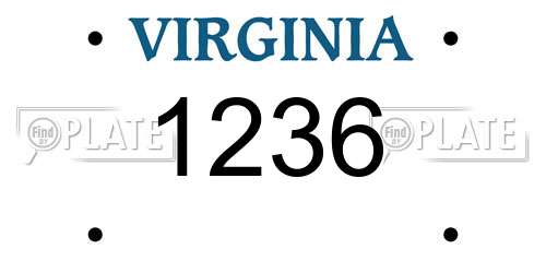 1236 Virginia License Plate