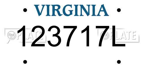 123717L Virginia License Plate