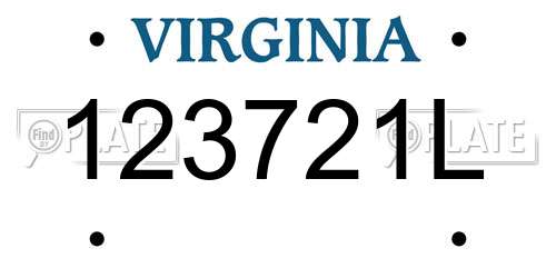 123721L Virginia License Plate