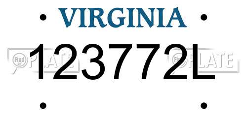 123772L Virginia License Plate