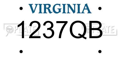 1237QB Virginia License Plate