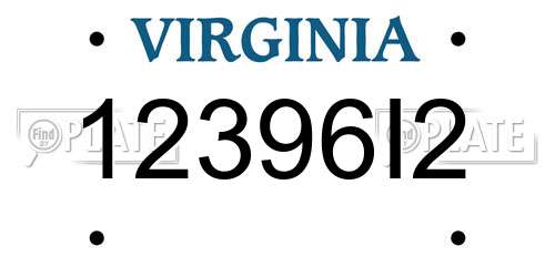 12396I2 Virginia License Plate