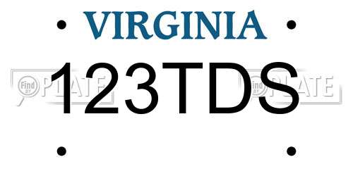 123TDS Virginia License Plate