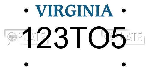 123TO5 Virginia License Plate