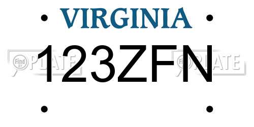 123ZFN Virginia License Plate