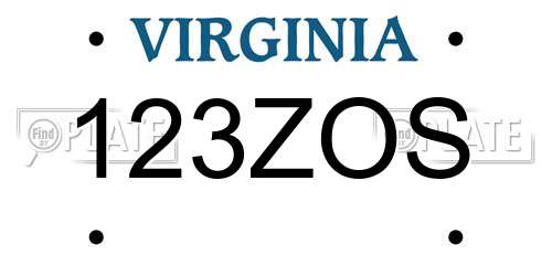 123ZOS Virginia License Plate