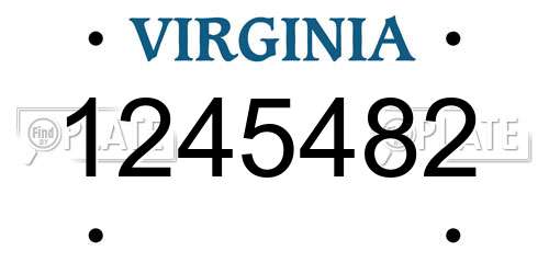 1245482 Virginia License Plate