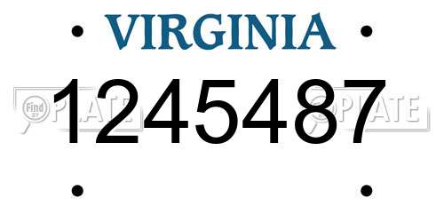 1245487 Virginia License Plate