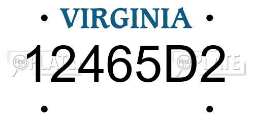 12465D2 Virginia License Plate