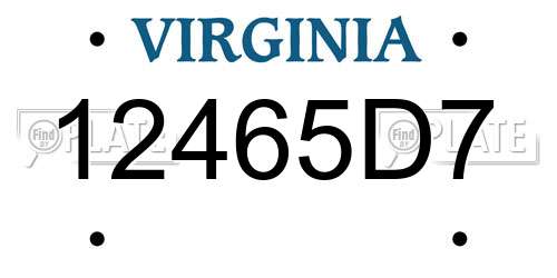 12465D7 Virginia License Plate