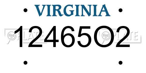 12465O2 Virginia License Plate