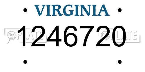 1246720 Virginia License Plate