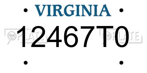 12467T0 Virginia License Plate