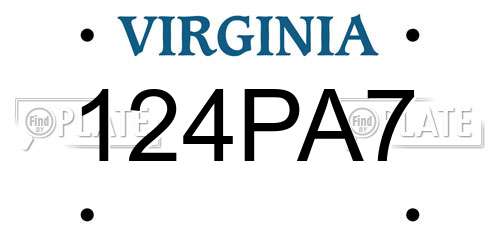 124PA7 Virginia License Plate