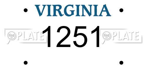 1251 Virginia License Plate