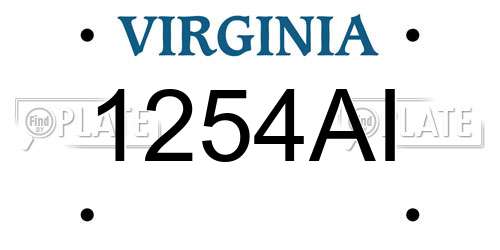 1254AI Virginia License Plate