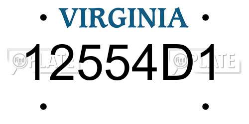 12554D1 Virginia License Plate