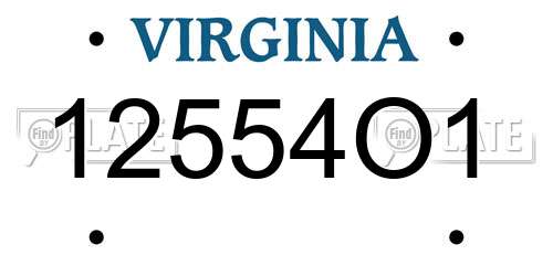 12554O1 Virginia License Plate