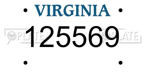 125569 Virginia License Plate