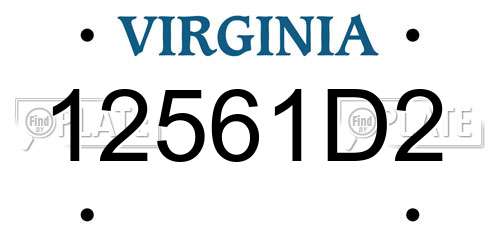12561D2 Virginia License Plate