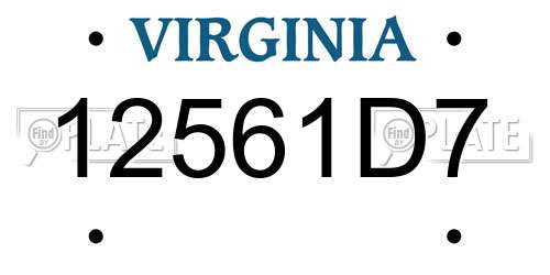 12561D7 Virginia License Plate