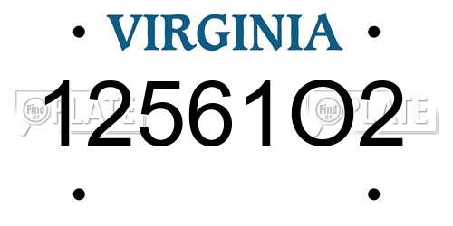 12561O2 Virginia License Plate