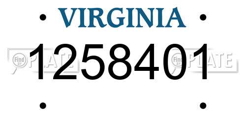 1258401 Virginia License Plate