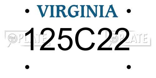 125C22 Virginia License Plate