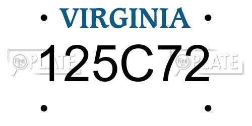 125C72 Virginia License Plate