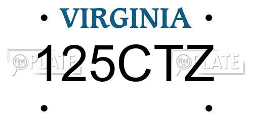 125CTZ Virginia License Plate