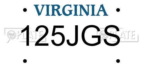 125JGS Virginia License Plate