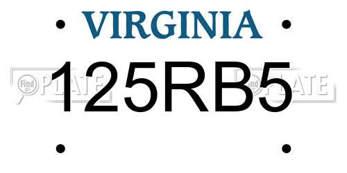 125RB5 Virginia License Plate