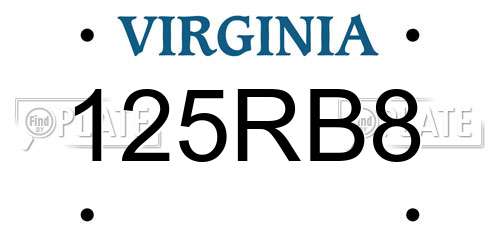 125RB8 Virginia License Plate
