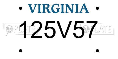 125V57 Virginia License Plate