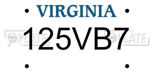 125VB7 Virginia License Plate