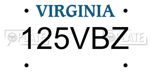 125VBZ Virginia License Plate