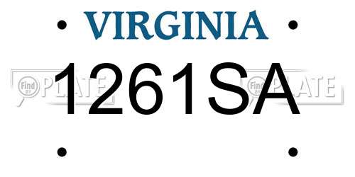 1261SA Virginia License Plate