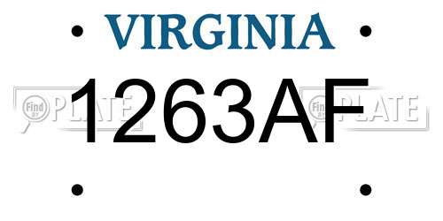 1263AF Virginia License Plate