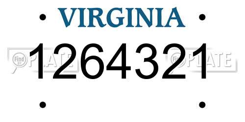 1264321 Virginia License Plate