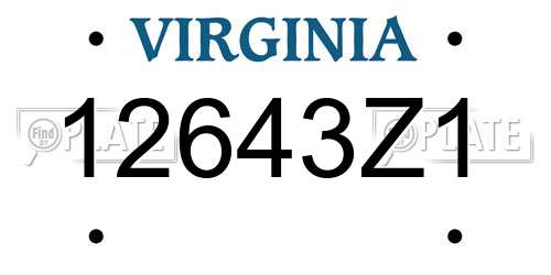 12643Z1 Virginia License Plate