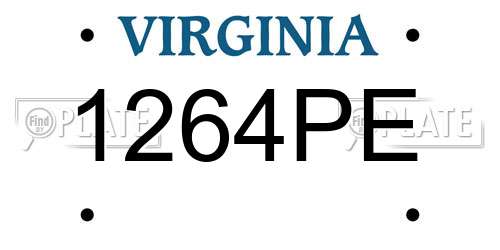 1264PE Virginia License Plate