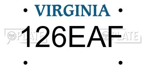 126EAF Virginia License Plate