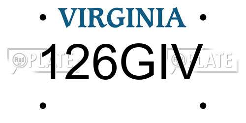 126GIV Virginia License Plate