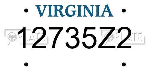 12735Z2 Virginia License Plate