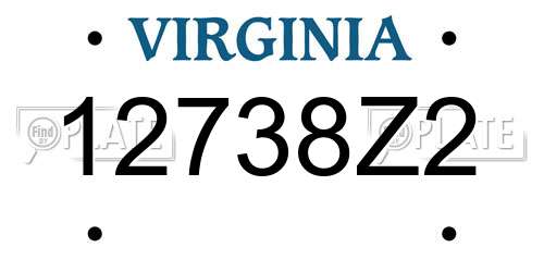 12738Z2 Virginia License Plate