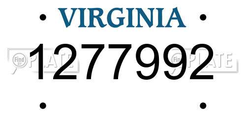 1277992 Virginia License Plate