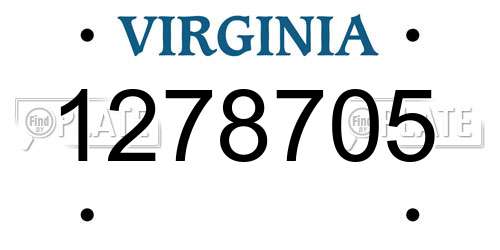 1278705 Virginia License Plate